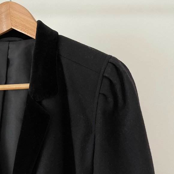 VINTAGE CROPPED WOOL TUXEDO JACKET VELVET COLLAR - Picture 2 of 4